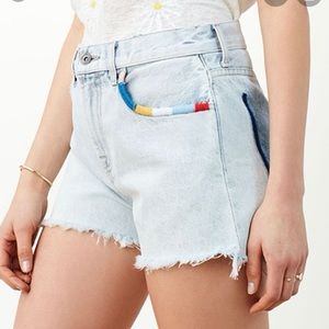 SPLENDID x MARGHERITA | Embroidered Cutoff Denim Shorts Size 30